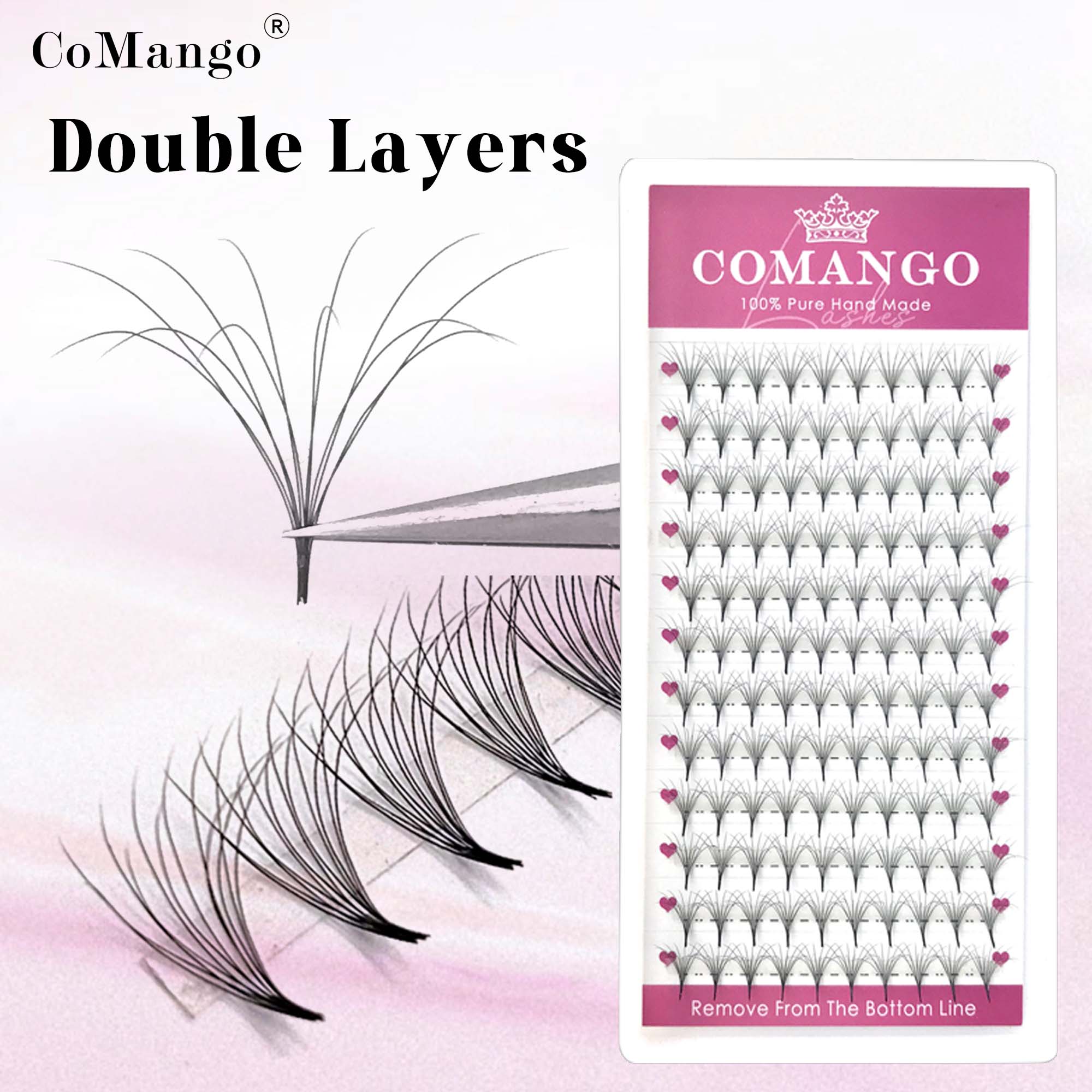 Eyelash Extension Mega Volume - CoMango Double-Layer Fluffy Premade Volume Fans